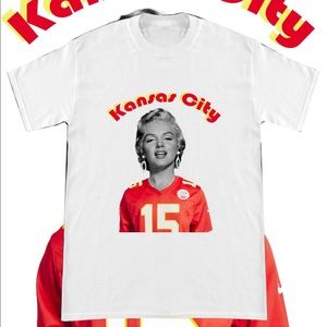 Vintage Script Marilyn Monroe Wearing Patrick Mahomes Kansas City Chiefs Jersey
